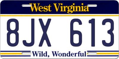 WV license plate 8JX613