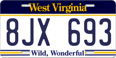 WV license plate 8JX693