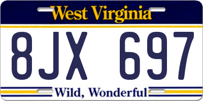 WV license plate 8JX697