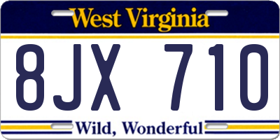 WV license plate 8JX710