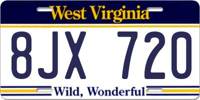 WV license plate 8JX720