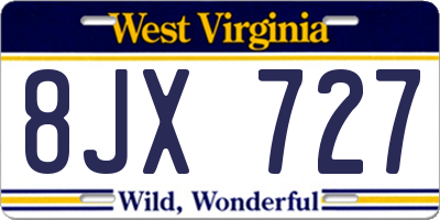 WV license plate 8JX727