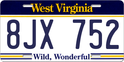 WV license plate 8JX752