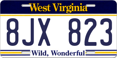 WV license plate 8JX823