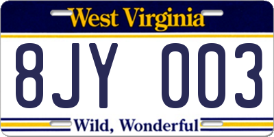 WV license plate 8JY003