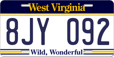 WV license plate 8JY092