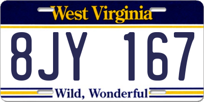 WV license plate 8JY167