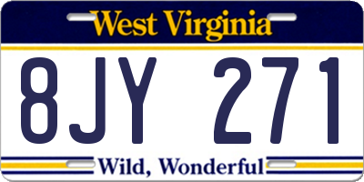 WV license plate 8JY271