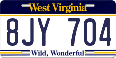 WV license plate 8JY704
