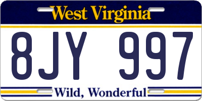 WV license plate 8JY997