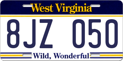 WV license plate 8JZ050