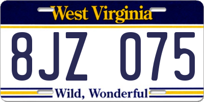 WV license plate 8JZ075