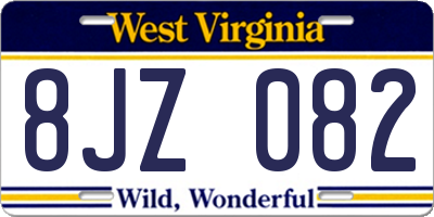 WV license plate 8JZ082