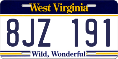 WV license plate 8JZ191