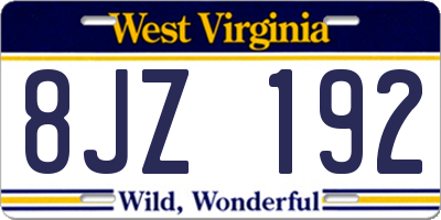 WV license plate 8JZ192