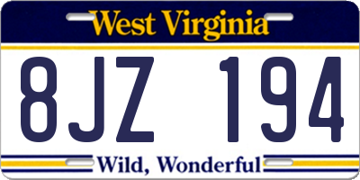 WV license plate 8JZ194