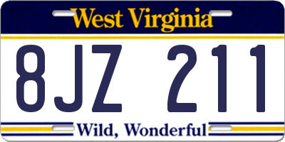WV license plate 8JZ211