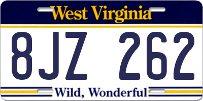 WV license plate 8JZ262