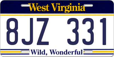 WV license plate 8JZ331
