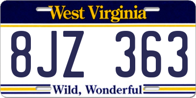 WV license plate 8JZ363
