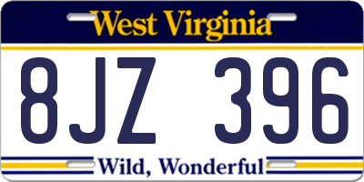 WV license plate 8JZ396
