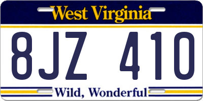WV license plate 8JZ410