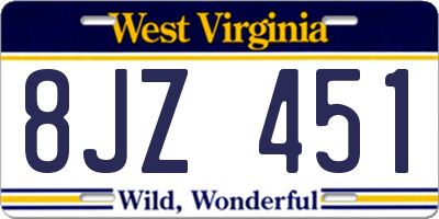 WV license plate 8JZ451