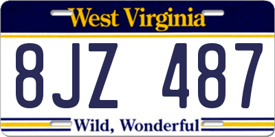 WV license plate 8JZ487