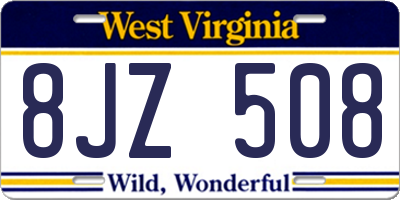WV license plate 8JZ508