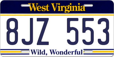 WV license plate 8JZ553