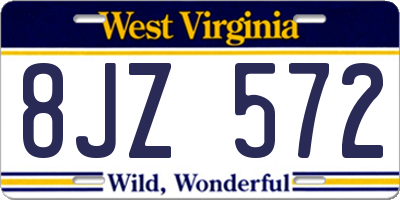 WV license plate 8JZ572