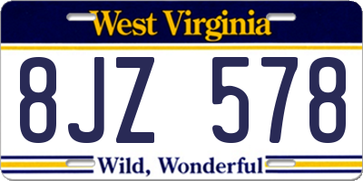 WV license plate 8JZ578
