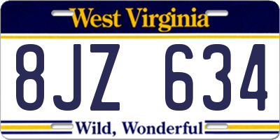 WV license plate 8JZ634
