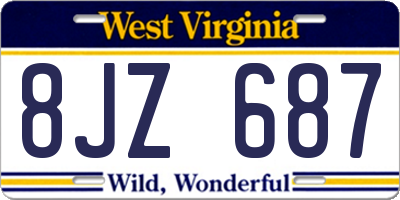 WV license plate 8JZ687