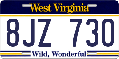 WV license plate 8JZ730