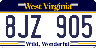 WV license plate 8JZ905