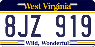 WV license plate 8JZ919