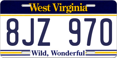 WV license plate 8JZ970