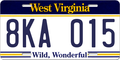 WV license plate 8KA015