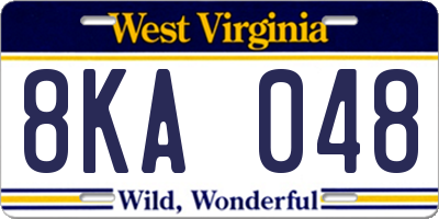 WV license plate 8KA048
