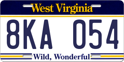 WV license plate 8KA054