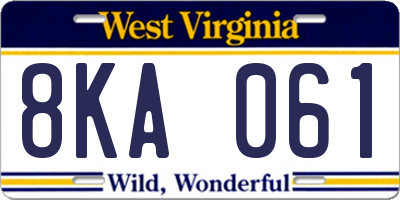 WV license plate 8KA061
