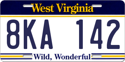 WV license plate 8KA142