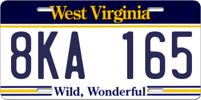 WV license plate 8KA165