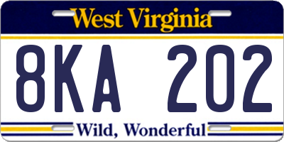 WV license plate 8KA202
