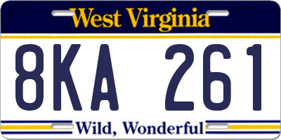 WV license plate 8KA261
