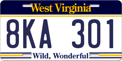 WV license plate 8KA301