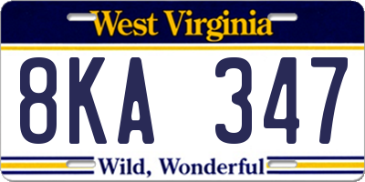 WV license plate 8KA347