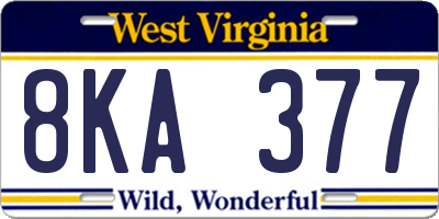 WV license plate 8KA377