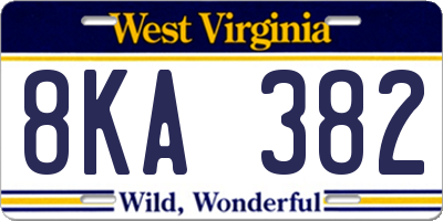WV license plate 8KA382
